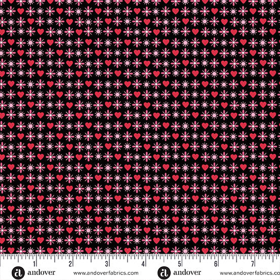Heart and Soul by Andover Fabrics - Heart and Flowers Black